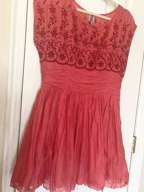 Free People Vintage Dress - Tomato Red - Size 10 - Fit & Flare